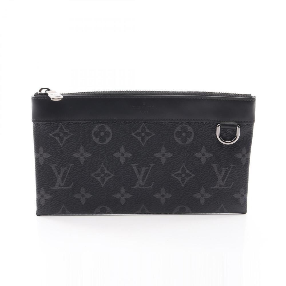 Louis Vuitton Discovery Pochette Clutch Bag Canvas Leather Eclipse Black